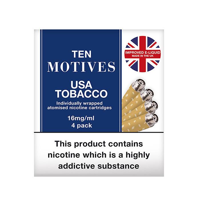 10 Motives USA Tobacco Refills Pack of 4 UK ECIG STORE