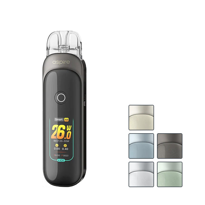 Aspire Pixo Pod Vape Kit with five squares showcasing all the available colours