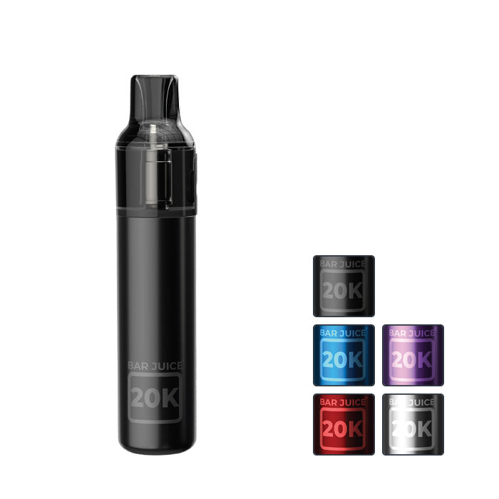 Bar Juice 20K Disposable Vape Kit with five squares showcasing all the available colours