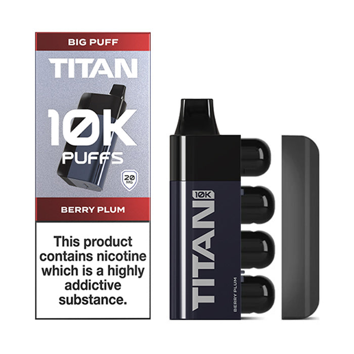 Berry Plum Titan 10K Disposable Vape and Box