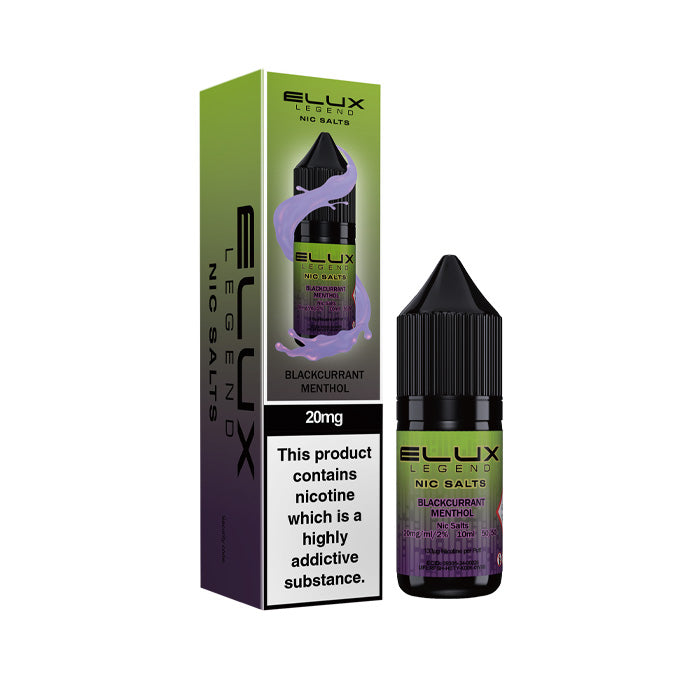 Blackcurrant Menthol Elux 10ml Nic Salt and Box