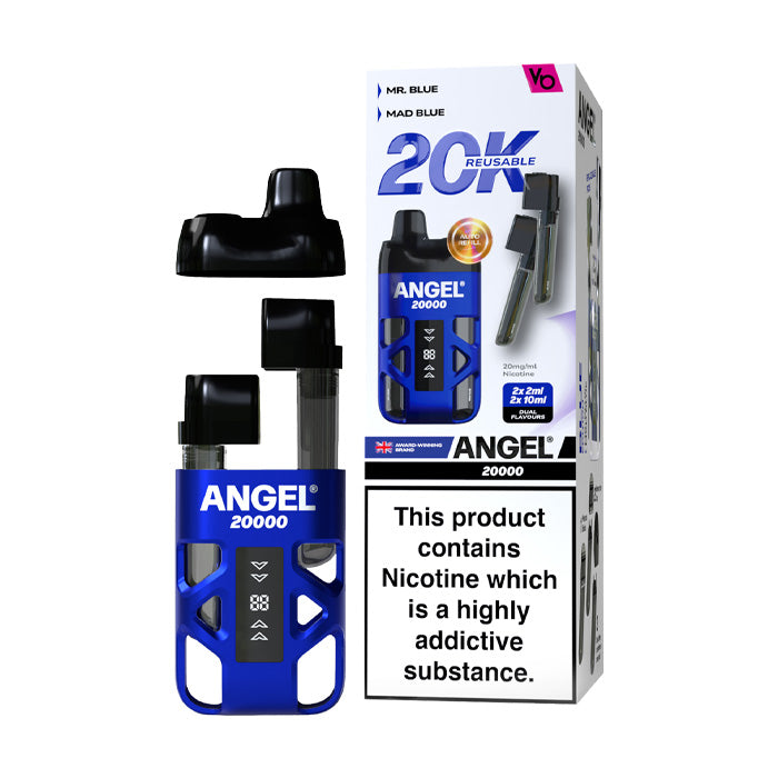 Blue Edition Angel 20K Pre-filled Pod Kit and Box