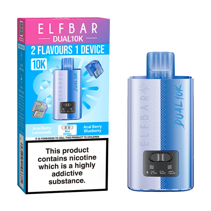 Blue Edition Elf Bar Dual 10K Starter Vape Kit and Box