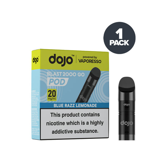 Blue Razz Lemonade Vaporesso Dojo Blast 2000 Go Pod and Box