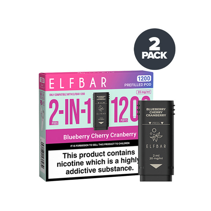 Blueberry Cherry Cranberry Elf Bar 1200 Pre-filled Pod and Box