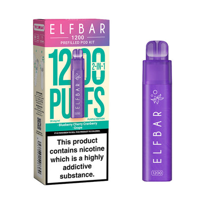 Blueberry Cherry Cranberry and Grape Elf Bar EB1200 Disposable Vape