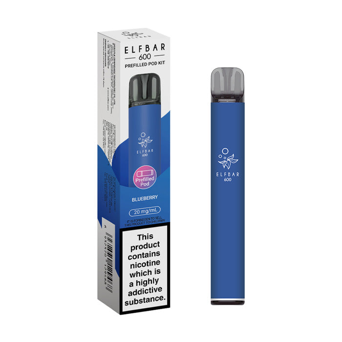 Blueberry Elf Bar 600 Pre-filled Pod Kit and Box