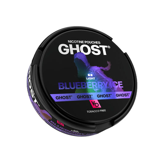 Tub of Blueberry Ice Ghost Nicotine Pouches Light