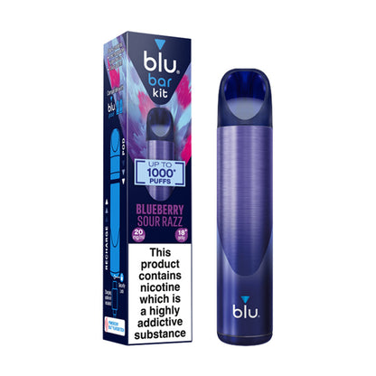 Blueberry Sour Razz Blu Bar Kit and Box