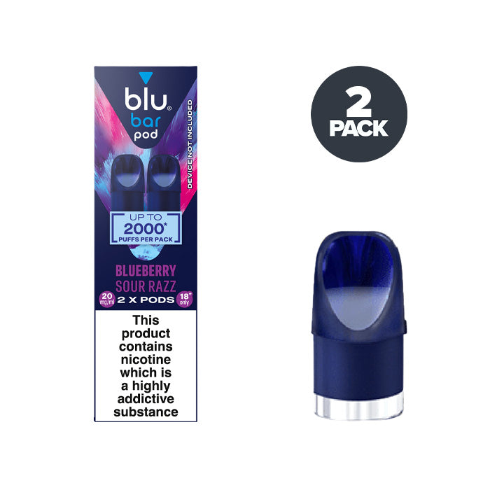 Blueberry Sour Razz Blu Bar Pre-filled Pod and Box