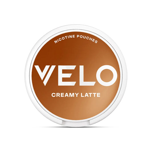 Tub of Creamy Latte Velo Mini Nicotine Pouches