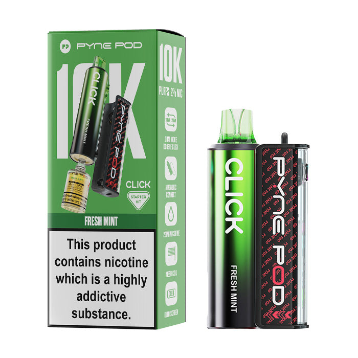 Fresh Mint Pyne Click 10K Vape Kit and Box