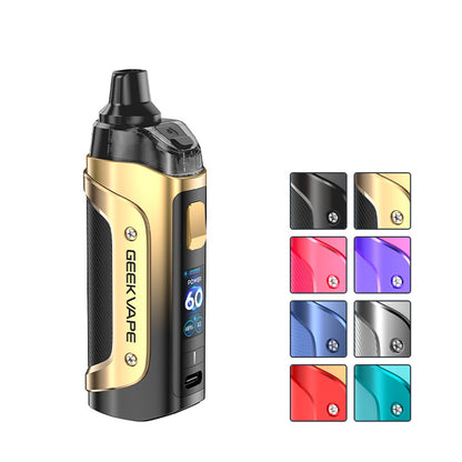 Geekvape Aegis Boost 3 Pod Kit with 8 squares showcasing all available colours