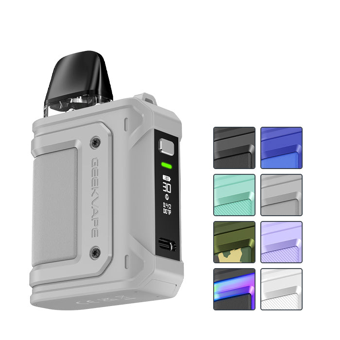 Geekvape Aegis Hero Q Pod Kit with 8 squares showcasing all available colours