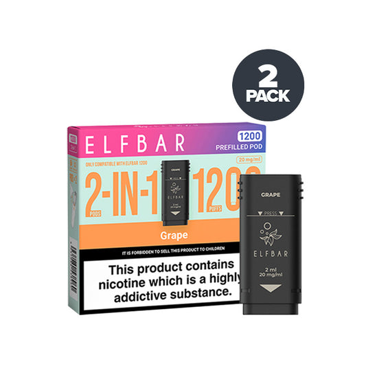 Grape Elf Bar 1200 Pre-filled Pod and Box