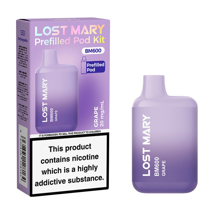 Grape Lost Mary BM600 Pre-filled Pod Kit and Box