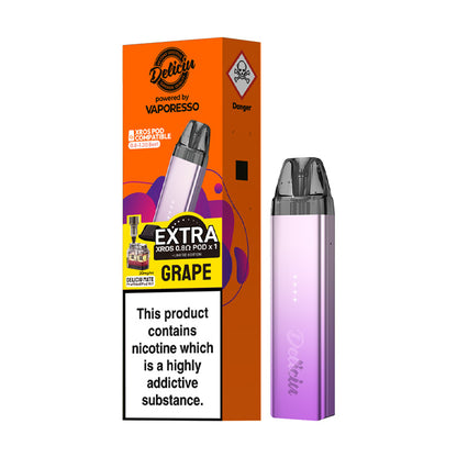 Grape Vaporesso Deliciu Mate Pod Kit and Box