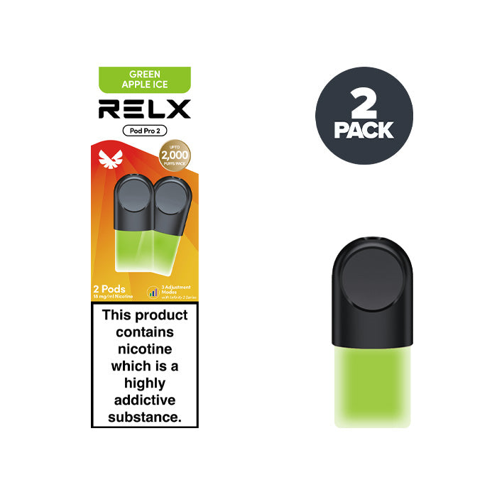 Green Apple Ice RELX Pod Pro 2 Pre-filled Pod and Box