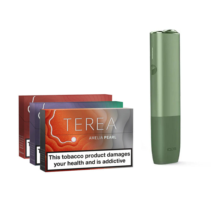 IQOS Iluma One Kit Moss Green with 3 packs of Terea Tobacco Sticks