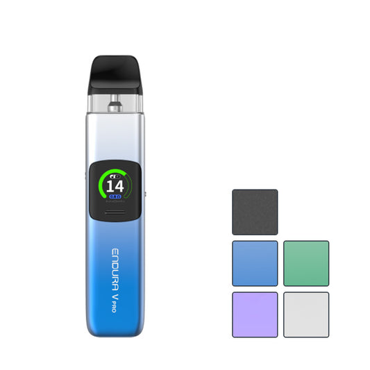 Innokin Endura V Pro Pod Kit with five squares showcasing all available colours