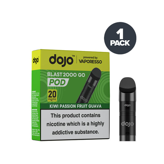 Kiwi Passion Fruit Guava Vaporesso Dojo Blast 2000 Go Pod and Box