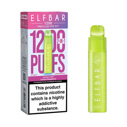 Lemon Lime and Lemon Raspberry Elf Bar EB1200 Disposable Vape