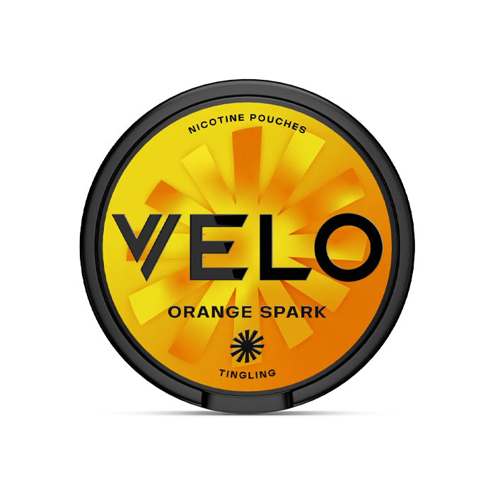 Tub of Orange Spark Velo Slim Nicotine Pouches