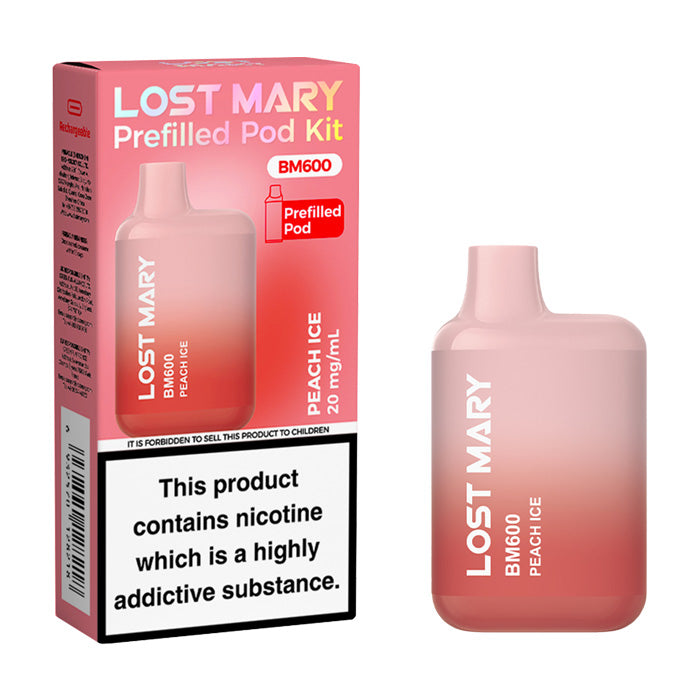 Peach Ice Lost Mary BM600 Pre-filled Pod Kit and Box