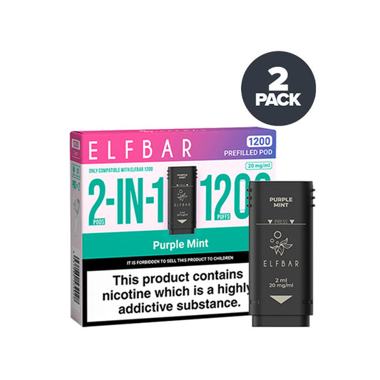 Purple Mint Elf Bar 1200 Pre-filled Pod and Box