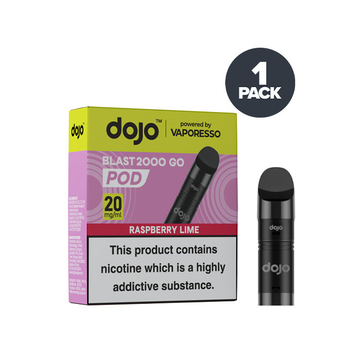 Raspberry Lime Vaporesso Dojo Blast 2000 Go Pod and Box