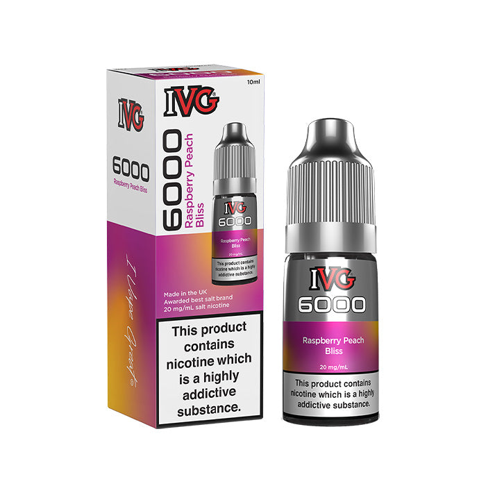 RaspberryPeach Bliss 10ml Nic Salt E-Liquid by IVG 6000