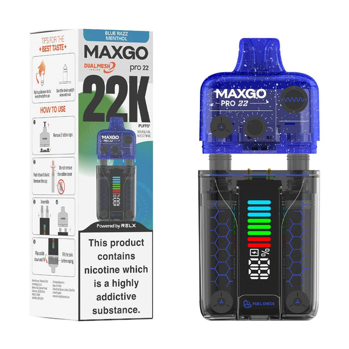 Relx MaxGo Pro 22 Starter Vape Kit Blue Razz Menthol