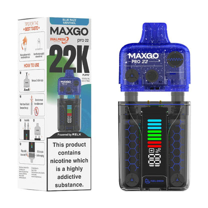 Relx MaxGo Pro 22 Starter Vape Kit Blue Razz Menthol