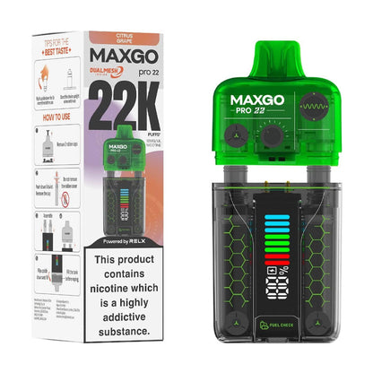 Relx MaxGo Pro 22 Starter Vape Kit Citrus Grape