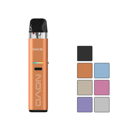 Smok Novo Eco Pod Vape Kit with seven squares showcasing all available colours