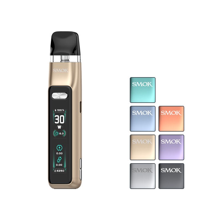 Smok Novo GT Pod Vape Kit with seven squares showcasing all available colours