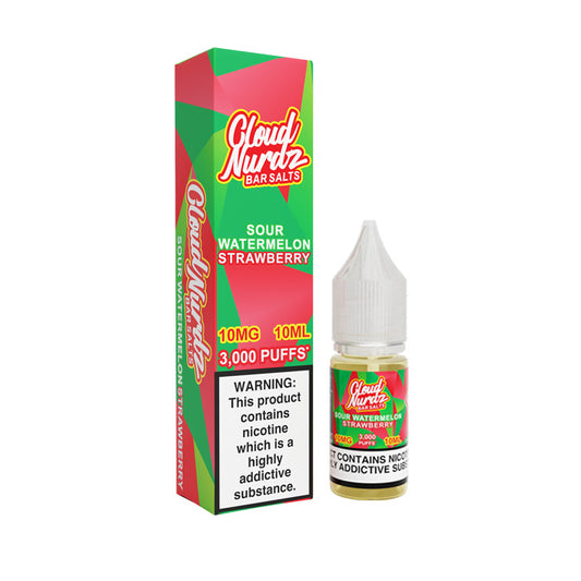 Sour Watermelon Strawberry 10ml Nic Salt E-Liquid by Cloud Nurdz