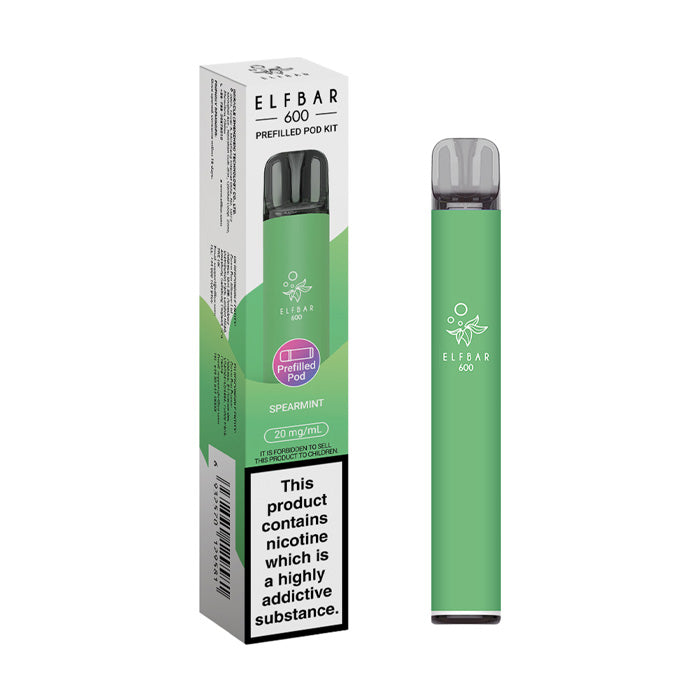 Spearmint Elf Bar 600 Pre-filled Pod Kit and Box