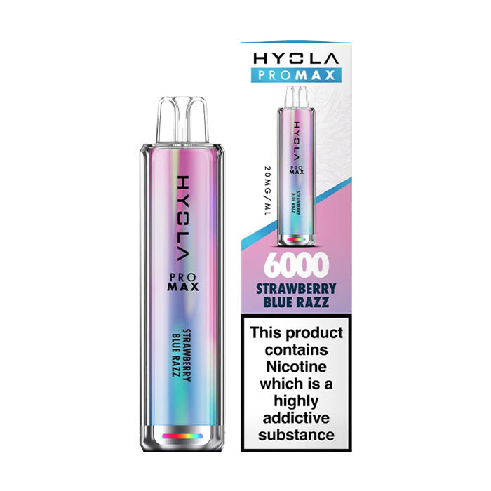 Strawberry Blue Razz Hyola Pro Max 6000 Disposable Vape and Box