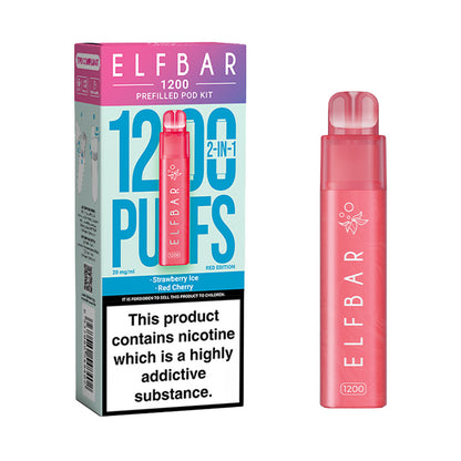 Strawberry Ice and Red Cherry Elf Bar EB1200 Disposable Vape