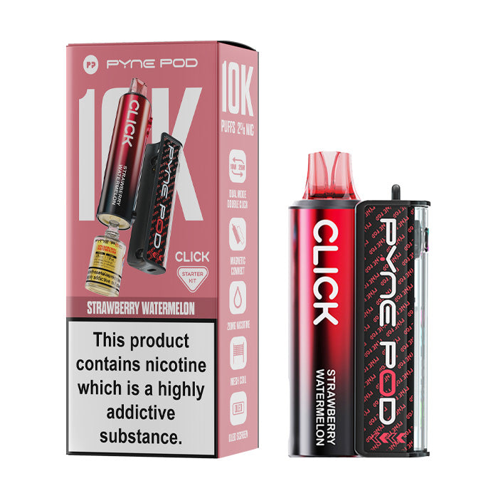 Strawberry Watermelon Pyne Click 10K Vape Kit and Box