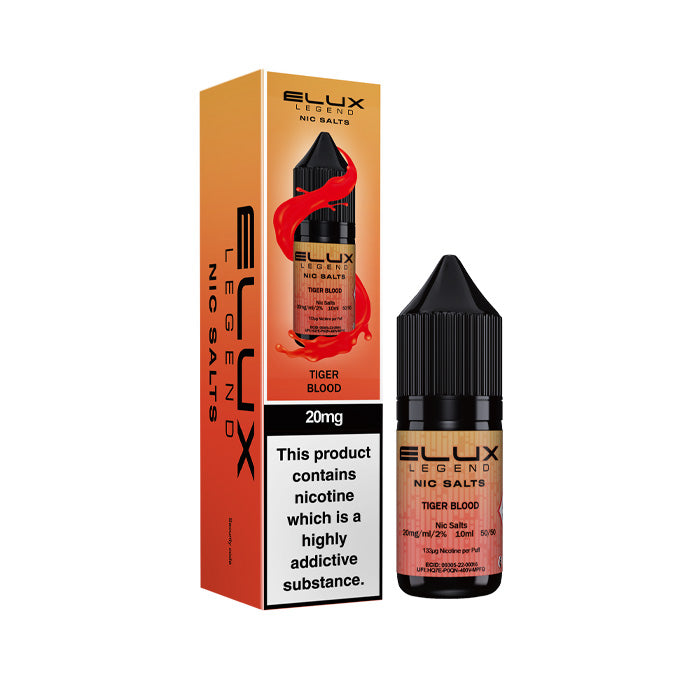 Tiger BloodElux 10ml Nic Salt and Box