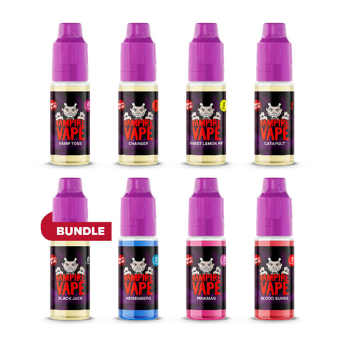 Eight 10ml E-Liquids by Vampire Vape