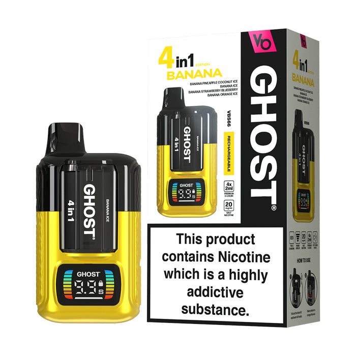 Vapes Bars Ghost 4in1 Starter Kit and Box Banana Edition