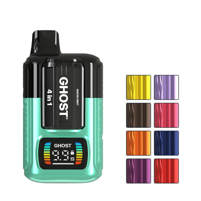 Vapes Bars Ghost 4in1 Starter Kit with 8 squares showcasing eight of the 12 available colours