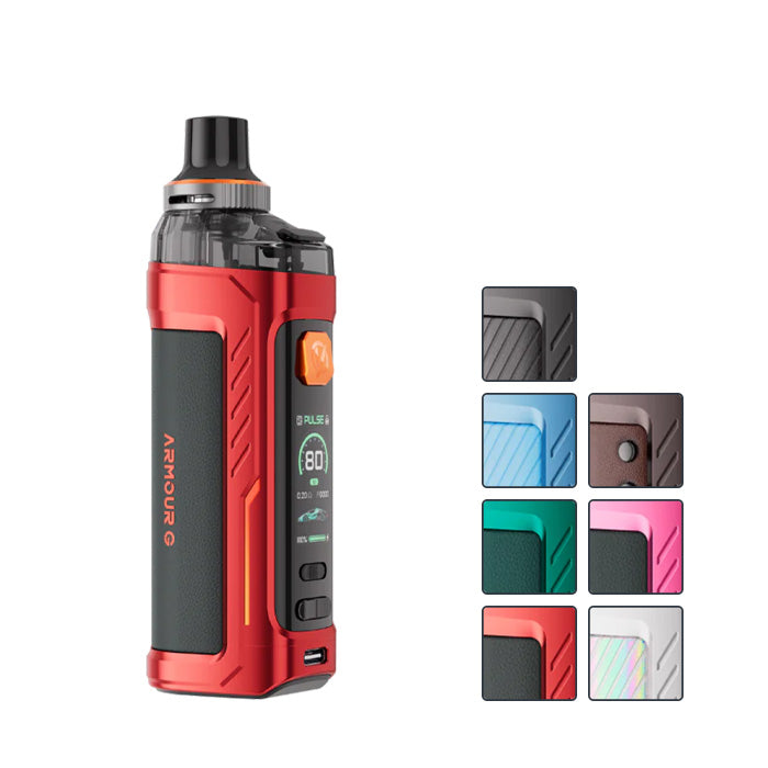 Vaporesso Armour G Pod Vape Kit with seven squares showcasing all available colours