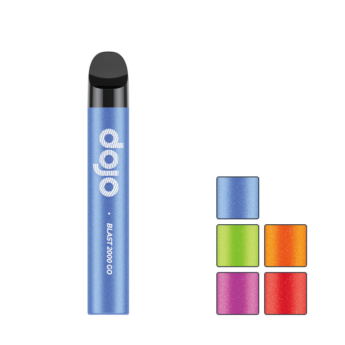 Vaporesso Dojo Blast 2000 Go Starter Kit with five squares showcasing all available colours