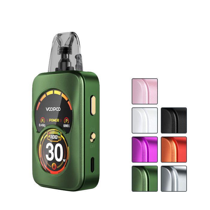 VooPoo Argus A Pod Kit with 7 squares showcasing all available colours