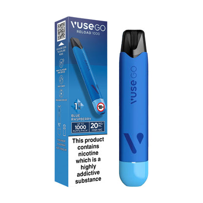 Vuse Go Reload 1000 Pen and Box Blue Raspberry