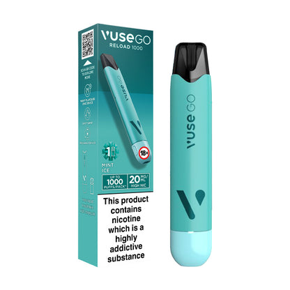 Vuse Go Reload 1000 Pen and Box Mint Ice